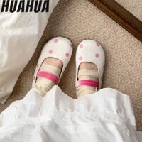 Giày Polka Dot Mary Jane Dễ Thương Nữ 2 Mùa Xuân Mới Giày Puff Đáy Mềm