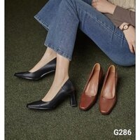 GIÀY PUMP DA BÒ LABAG CÔNG SỞ GÓT VUÔNG - G286