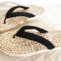 Giày rơm vải bắp dệt cổ điển Nhật Bản, dép xỏ ngón, đôi nam nữ, giày gia đình trong nhà thường ngày