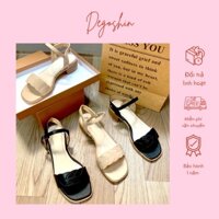 Giày Sandal Bảng Ngang Xếp Lá Cách Điệu DEGOSHIN gót trụ 3cm