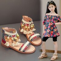 Giày Sandal Bé Gái 3-10 Tuổi Retro Sinh Viên Trẻ Em