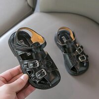 Giày Sandal Bít Mũi Đan Dây Chéo Màu Đen Cho Bé Trai Size 13.2 - 18.2cm - GD8111