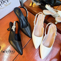 Giày sandal bít mũi đính đá cạnh 5 phân Chị đẹp store, giày cao gót đính đá cạnh 5 phân mã H188