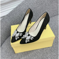 Giày sandal bít mũi đính khoá đá A WANG gót nhọn 7cm sang trọng tiểu thư công chúa tiệc cưới rẻ bền đẹp #LH-73