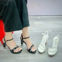 Giày Sandal Cao Gót 11cm Phối Dây Ngang Đính Đá C239