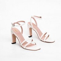 Giày Sandal Cao Gót 9cm 2 Quai Mảnh Màu Trắng Pixie X701 (Store 5703)