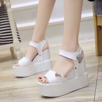 Giày Sandal Cao Gót Bên Trong Siêu Cao Nữ Mùa Hè 2020 Phong Cách Mới Đế Dày Nêm Thoải Mái Phiên Bản Hàn Quốc Nền Tảng Chống Thấm Nước Miệng Cá Giày La Mã Z3