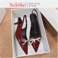 Giày Sandal Cao Gót Bít Mũi Nữ NATOSHA Gót Cao 5cm Mũi Nhọn Mã NTS0038