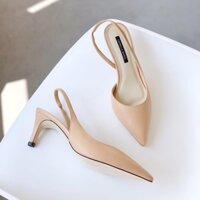 Giày sandal cao gót da sần bít mũi mã H130