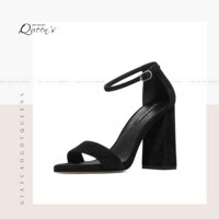 Giày Sandal Cao Gót Đế Vuông Màu Đen Bít Gót Hở Mũi Da Lộn Êm Chân Tôn Dáng Thời Trang Cho Nữ Công Sở Cao 7-9-11 Phân