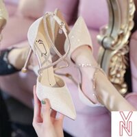 Giày Sandal Cao Gót Mũi Nhọn Khoét Rỗng Mùa Hè Mẫu Mới Năm 2021 Cho Nữ