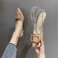 Giày sandal cao gót mũi nhọn PLOVER dành cho nữ Giày cao gót mũi nhọn khóa chữ V giày cao gót mũi n