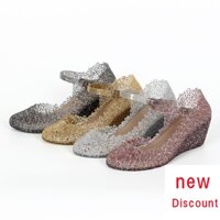 Giày Sandal Cao Gót Mũi Vuông Bằng Nhựa Chống Trượt Thời Trang Mùa Hè Dành Cho Nữ