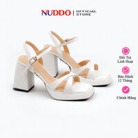 Giày Sandal Cao Gót Nữ Đế Vuông 9 Phân, Guốc Nữ Đế Đúp Quai Chéo 9cm Thanh Lịch NUDDO N939