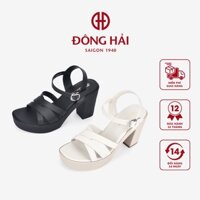 Giày Sandal Cao Gót Nữ Đông Hải Quai Chéo Mũi Vuông Gót Trụ 10cm - S32D7