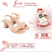 Giày Sandal Cao Gót Nữ Emily Giày Công Sở Đế Vuông 7 Phân Tôn Dáng Quai Ngang Kiểu Dáng đơn giản - EE3M
