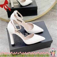 Giày Sandal Cao Gót Nữ SIZE 35-43 XGC72 Đế Vuông 7P hai màu đen, kem sang trọng quý phái