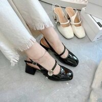 Giày sandal cao gót quai cài khuy tròn NC store, giày cao gót quai ngang 5 phân mã CD131