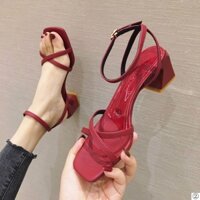 Giày Sandal Cao Gót Quai Chéo Có Size Lớn Phong Cách Hàn Quốc Mới