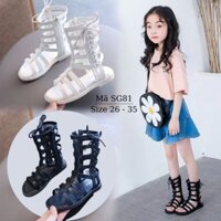 Giày sandal chiến binh bé gái 3 - 10 tuổi cổ cao khóa kéo sành điệu đi tiệc trình diễn phong cách SG81 kèm ảnh thực tế