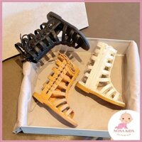 Giày Sandal Chiến Binh Bé Gái Cao Cổ - Sandal Cho Bé Gái khóa kéo phối dây thắt cực xinh phong cách Hàn Quốc [V183]