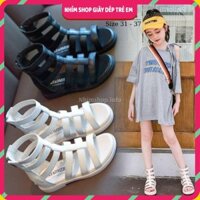 Giày sandal chiến binh cho bé gái 6 - 12 tuổi cổ cao màu trắng thời trang phong cách sành điệu đi tiệc biểu diễn SG48