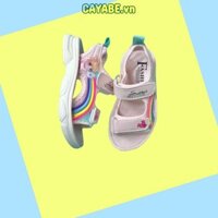 Giày sandal cho bé gái CAYABE công chúa Elsa cầu vồng màu hồng nhạt thoáng khí, êm chân