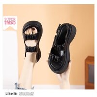 Giày Sandal Dày Dặn Mũi Tròn Đế Phẳng Chống Trượt Thoải Mái Thời Trang Đường Phố A2821