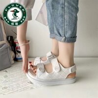 Giày Sandal Đế Bệt Phối Ren Phong Cách Vintage Hàn Quốc