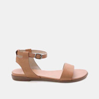 Giày Sandal Đế Bệt Quai Ngang Màu Nâu Juno SD01081