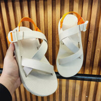 Giày sandal Đế Thơm Hương Quế Khử Mùi Mồ Hôi, Dép Chaco Mã Quai Trắng Gót Cam - TG44