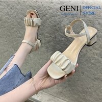 Giày sandal đế vuông 5cm mặt quai nhún siêu xinh GENI 082