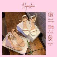 Giày sandal đế xuồng 7cm quai ngang đơn giản siêu nhẹ Degoshin