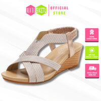 Giày sandal đế xuồng cao 5cm quai chéo ánh kim hãng XiangLV phong cách đơn giản thanh lịch đi tiệc đi chơi
