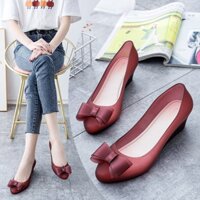 Giày Sandal Đế Xuồng Cao Su 5cm Quai Trong Suốt Chống Thấm Nước Thời Trang Mùa Hè