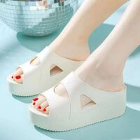 Giày sandal đế xuồng cho nữ giày sandal cao gót hở mũi đế dày, màu trơn thời trang