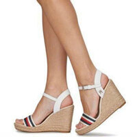 Giày Sandal Đế Xuồng Cối Kẻ Sọc Quai Ngang