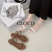 Giày sandal đế xuồng cói quai ngang