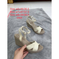giày sandal đế xuồng quai màu xám trắng quai chéo cao 7p crocs, 2 hand ,new 95%, size 36, 37, 38,