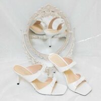 Giày Sandal đính nơ gót 7cm 4 màu xinh xắn  giao hỏa tốc - ping - bảo hành 1 năm - trắng - 37