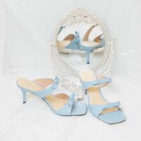 Giày Sandal đính nơ gót 7cm 4 màu xinh xắn  giao hỏa tốc - ping - bảo hành 1 năm - xanh - 39