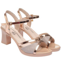 Giày sandal gót vuông 5f quai da kim tuyến,cao gót nữ 5 phân,dép quai hậu nữ