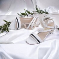 Giày sandal gót vuông 6p, cao gót nữ quai ngang hở mũi đơn giản