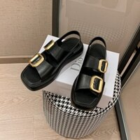 ♛☊Giày Sandal hở mũi đế thấp thời trang thiết kế mới