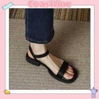 Giày sandal La Mã hở mũi quai đơn cho nữ, đế bằng, gót cao 2cm, đơn giản và thoải mái khi mang
