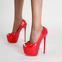 Giày Sandal Miệng Cá Cao Gót 17cm Màu Đỏ Stiletto Plain Model Catwalk Giày Nữ 35-42