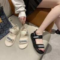 Giày Sandal Mike đế bệt quai ngang phong cách thời trang , SANDAL HỌC SINH CARO Full Box