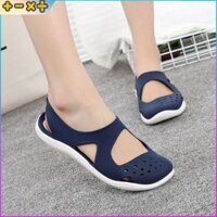 Giày Sandal Nhựa Mềm Đế Bằng Đục Lỗ 2022 Thời Trang Đi Biển Cho Nữ