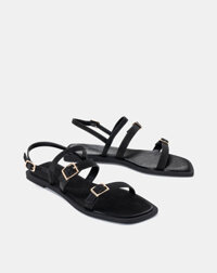 Giày Sandal Nữ 1cm Thời Trang JUNO Dây Phối Khoá SD01118 - Màu Đen - 37