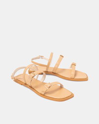 Giày Sandal Nữ 1cm Thời Trang JUNO Dây Phối Khoá SD01118 - Nâu nhạt - 36